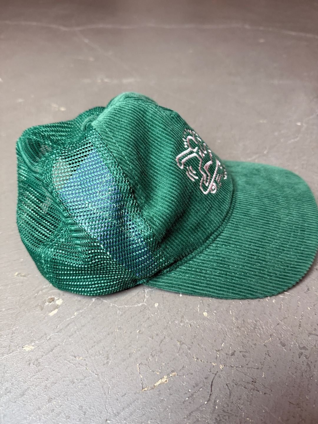 Keith Haring X Mad Engine Trucker Hat Green Corduroy Mesh Snapback Skater 5