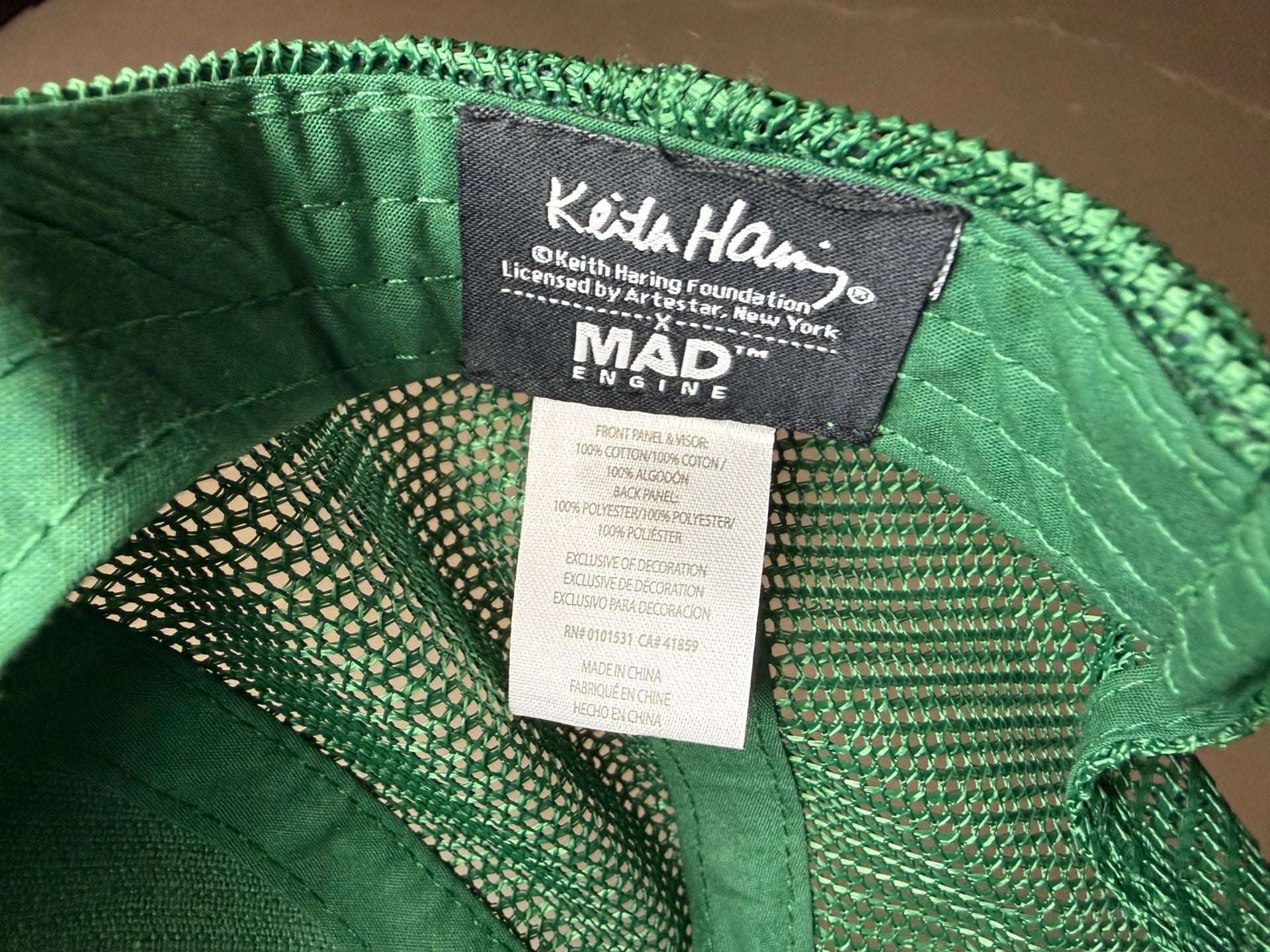 Keith Haring X Mad Engine Trucker Hat Green Corduroy Mesh Snapback Skater 6