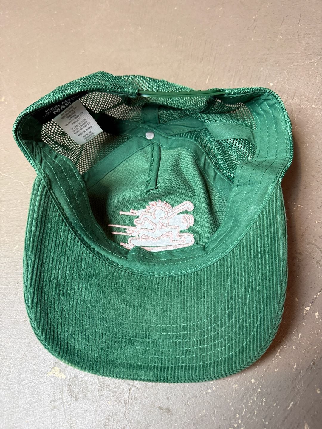 Keith Haring X Mad Engine Trucker Hat Green Corduroy Mesh Snapback Skater 7