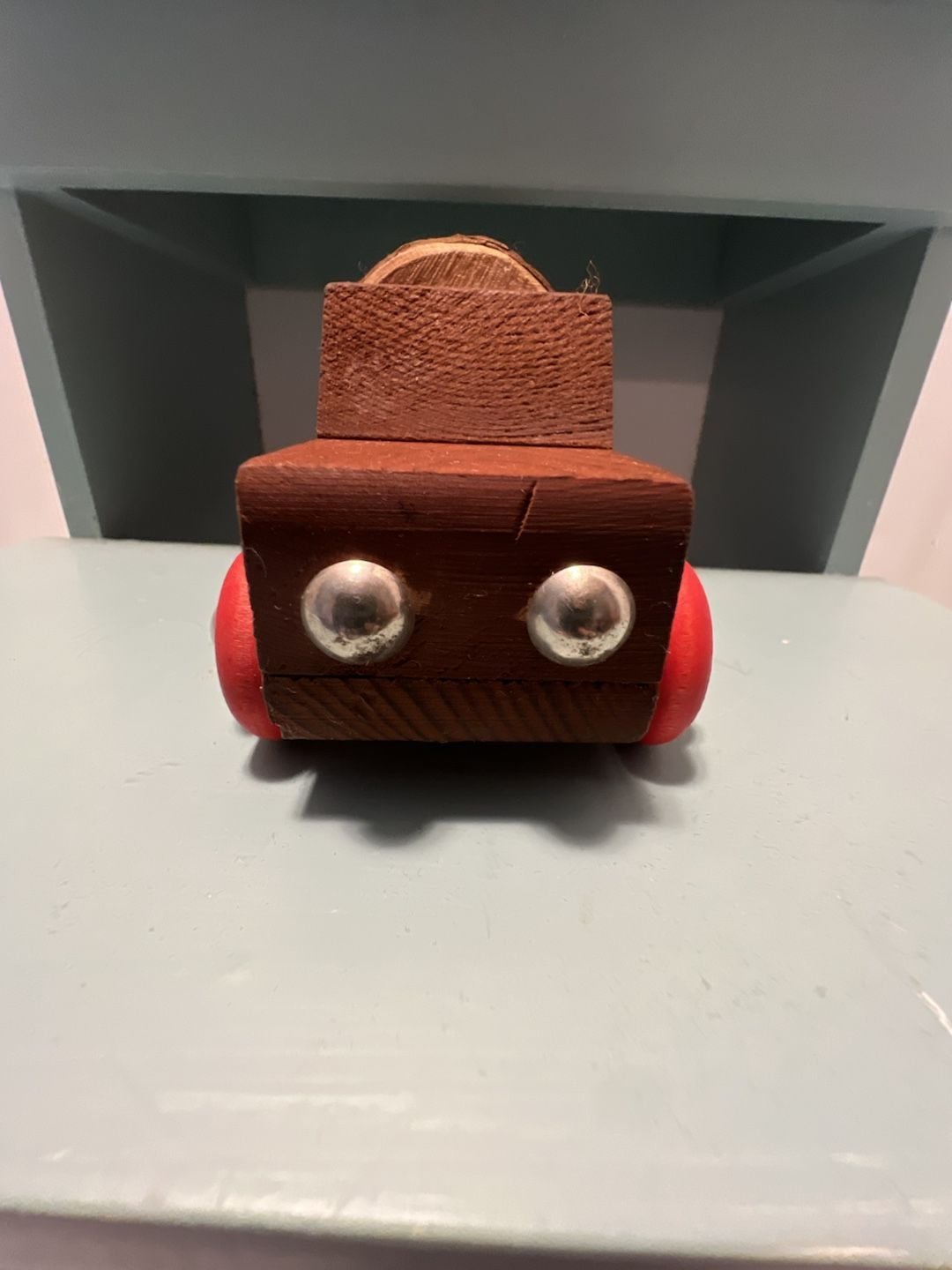 Vintage California Redwood Logger Wooden Toy Truck Red Wheels 4