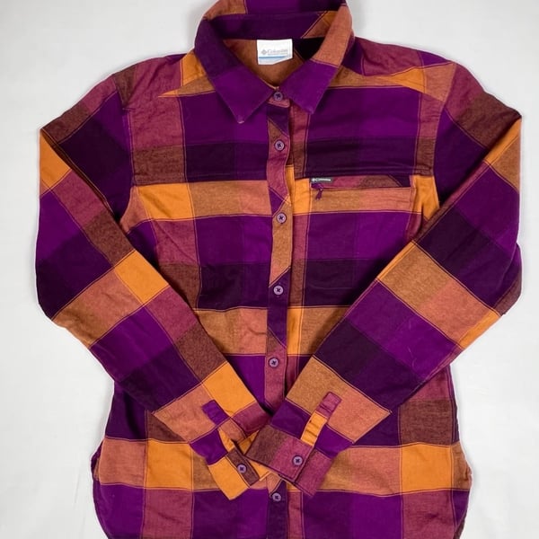 Columbia Plaid Flannel Shirt Purple Orange
