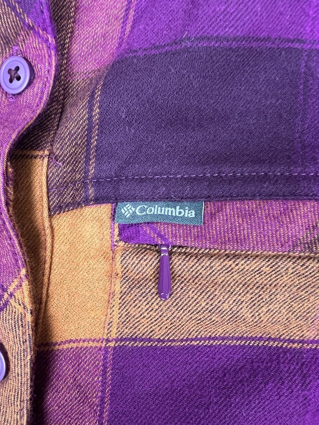 Columbia Plaid Flannel Shirt Purple Orange 6