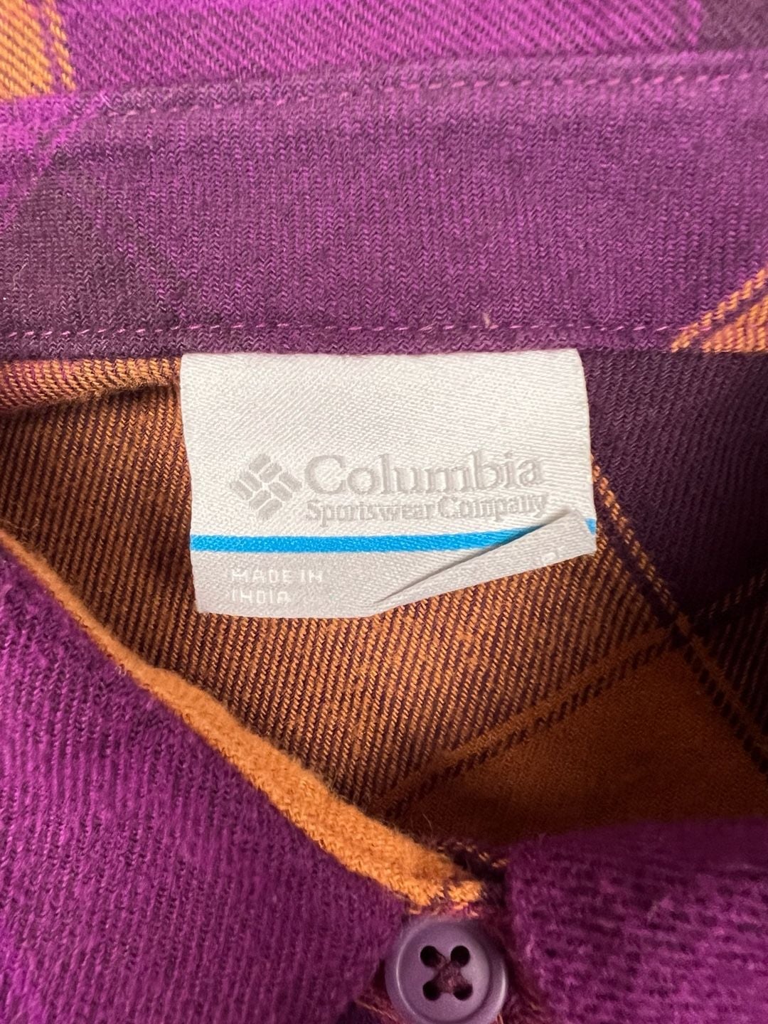 Columbia Plaid Flannel Shirt Purple Orange 7