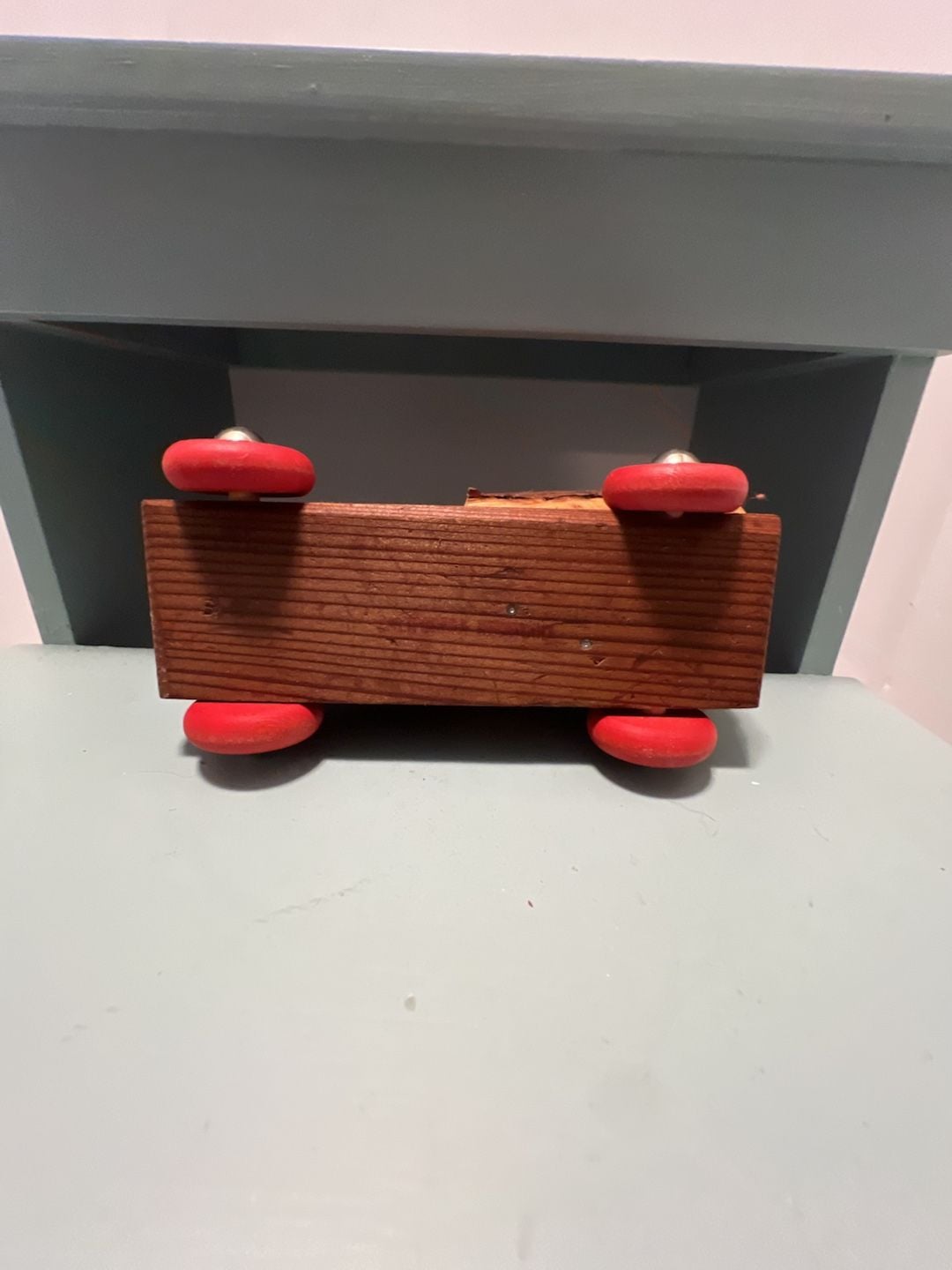 Vintage California Redwood Logger Wooden Toy Truck Red Wheels 6