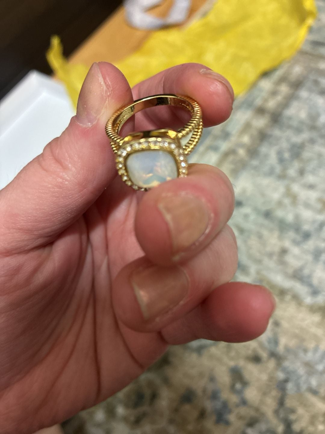 City Luxe Gold Tone Opal Crystal & Cubic Zirconia Ring 8