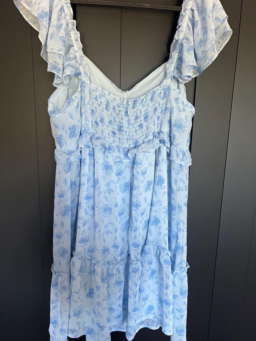 Altar'd State Dress Size XL Blue Floral Ruffle Mini Tiered 3