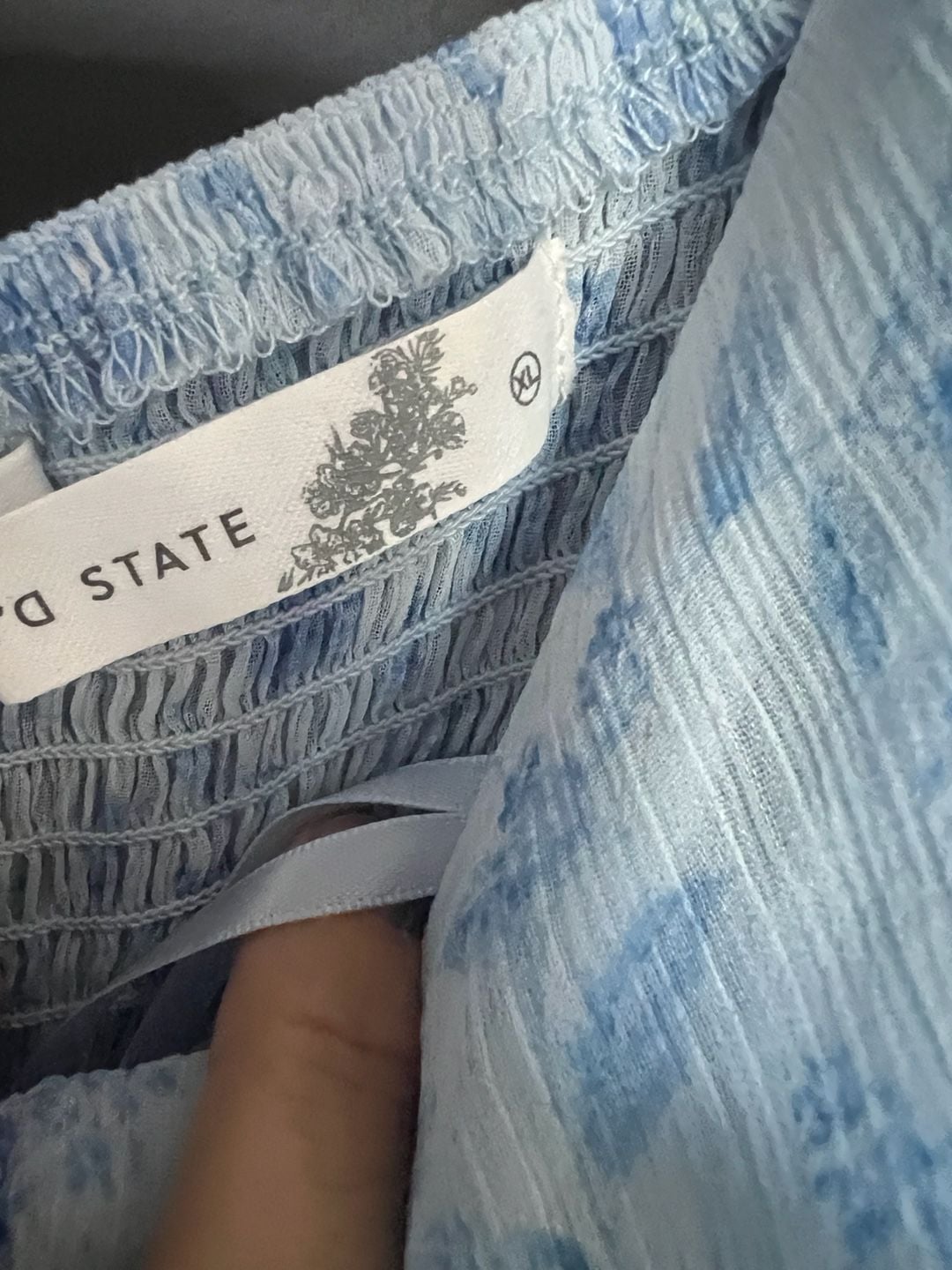 Altar'd State Dress Size XL Blue Floral Ruffle Mini Tiered 5