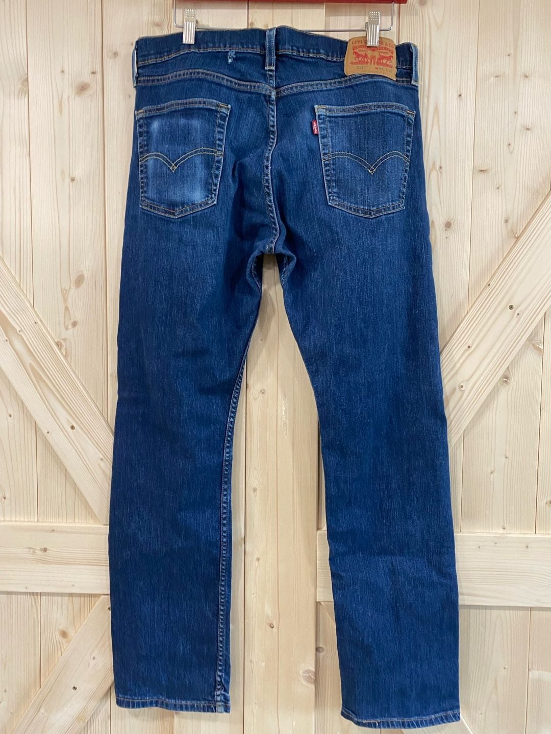 Levi's 513 Slim Straight Jeans W34 L32 Blue Denim Pants 7