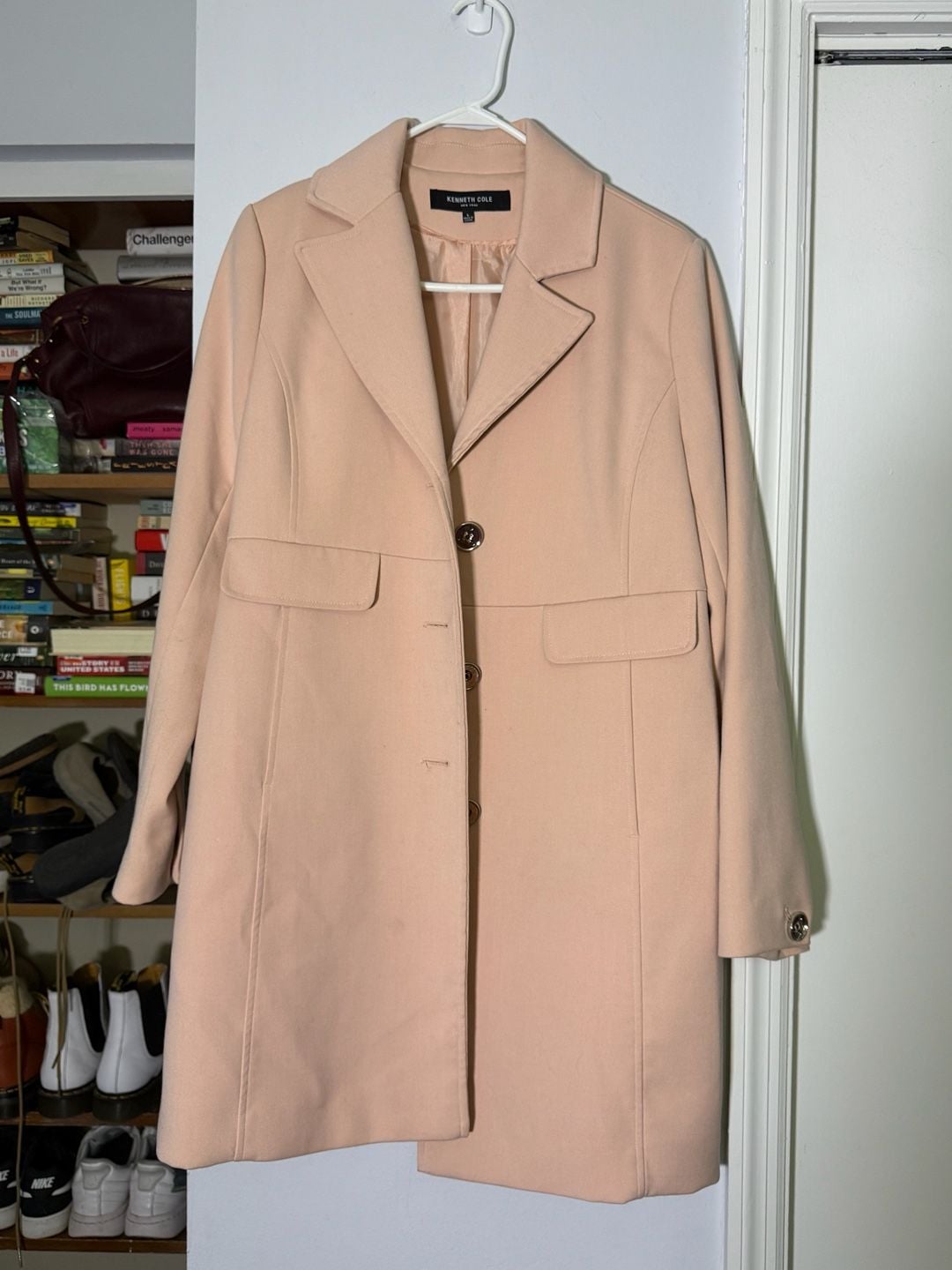 Kenneth Cole Coat Size L Pink Notched Lapel Single Breasted 2