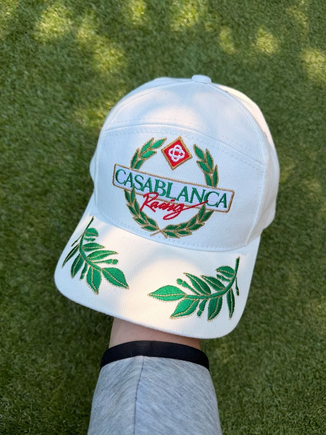 Casablanca Racing Cap O/S White Cotton Twill Embroidered Logo Hat 2