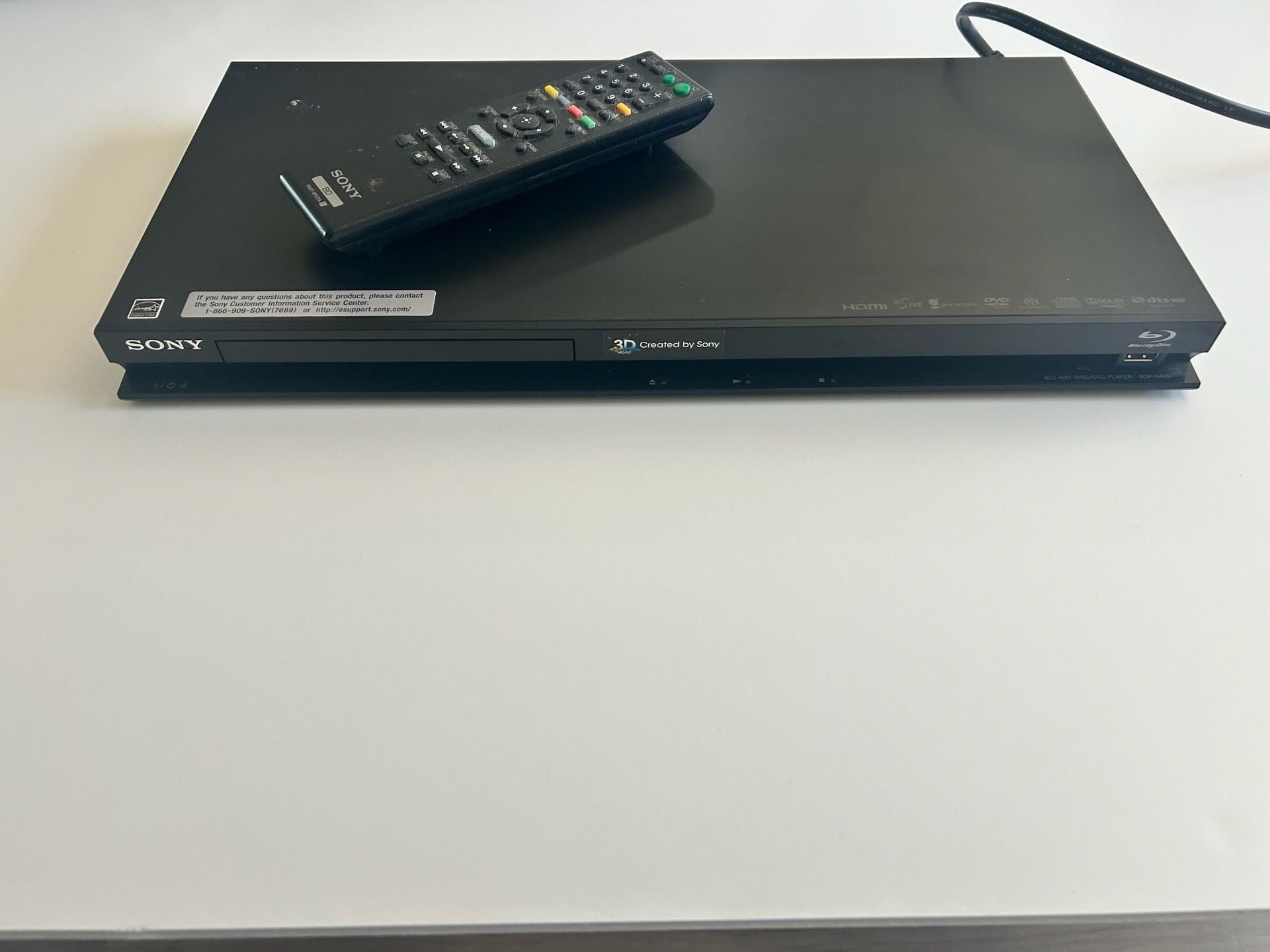 Sony BDP-S470 Blu-Ray Disc DVD Player with Remote 1