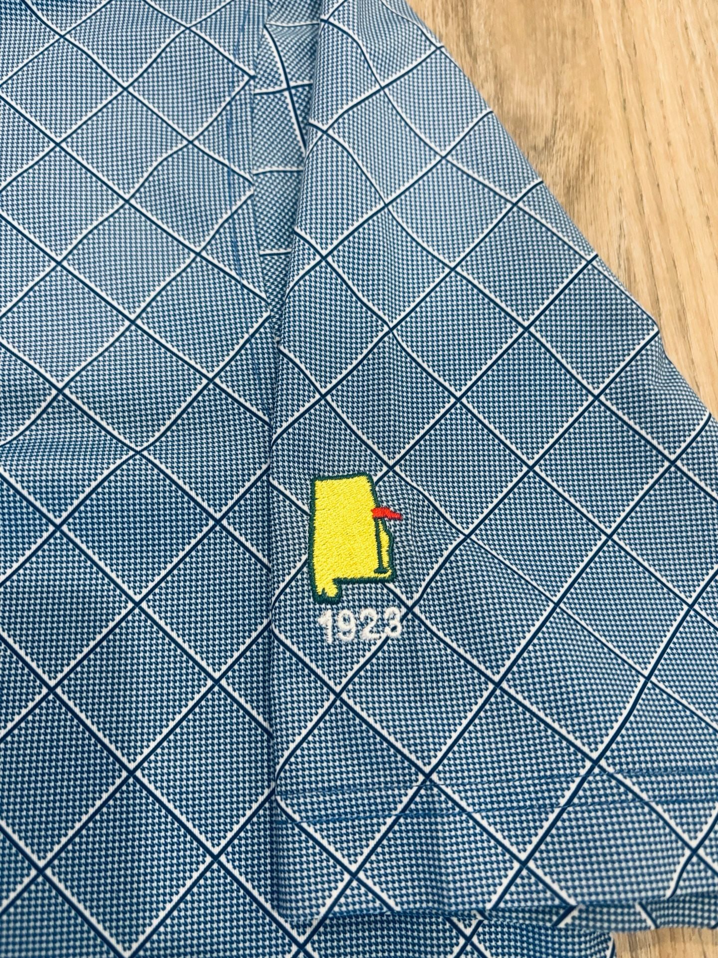 FootJoy Grid Golf Polo Size L Blue White Diamond Check Short Sleeve Shirt 6