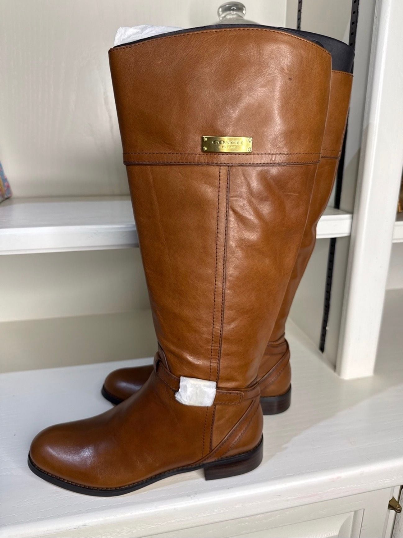 Coach Micha Calf Knee High Boots Size 6 M Chestnut Wide New 2
