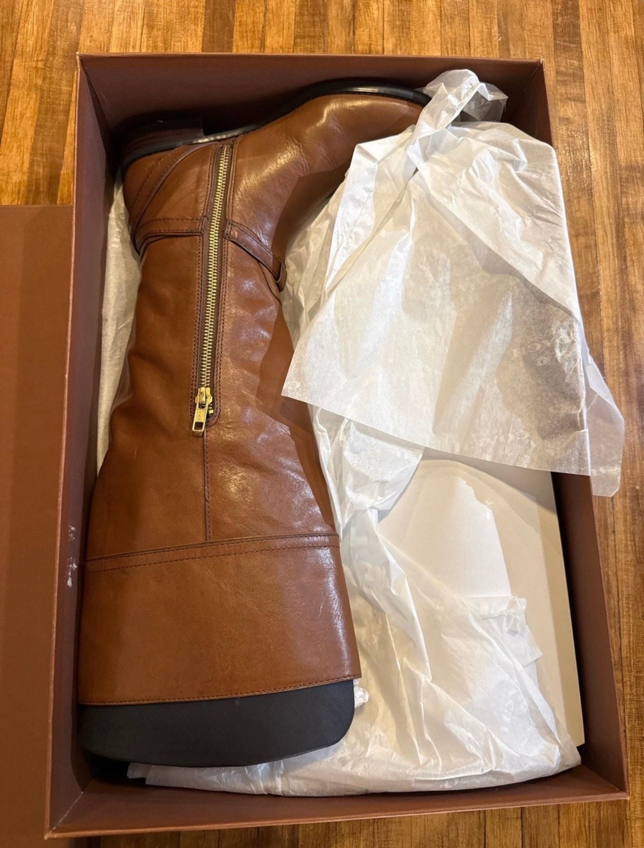 Coach Micha Calf Knee High Boots Size 6 M Chestnut Wide New 3