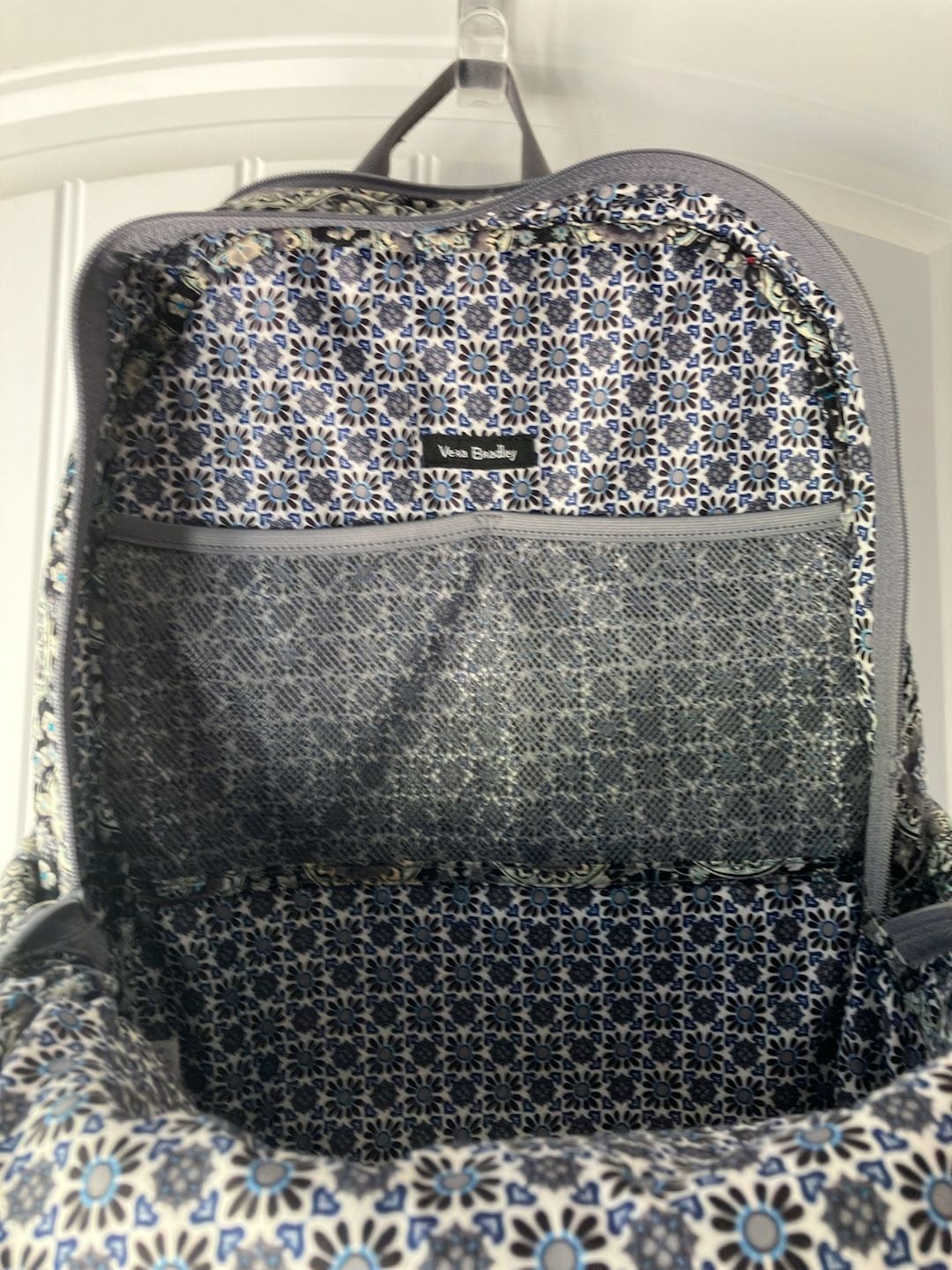 Vera Bradley Backpack Quilted Medallion Cotton Grey Black 3