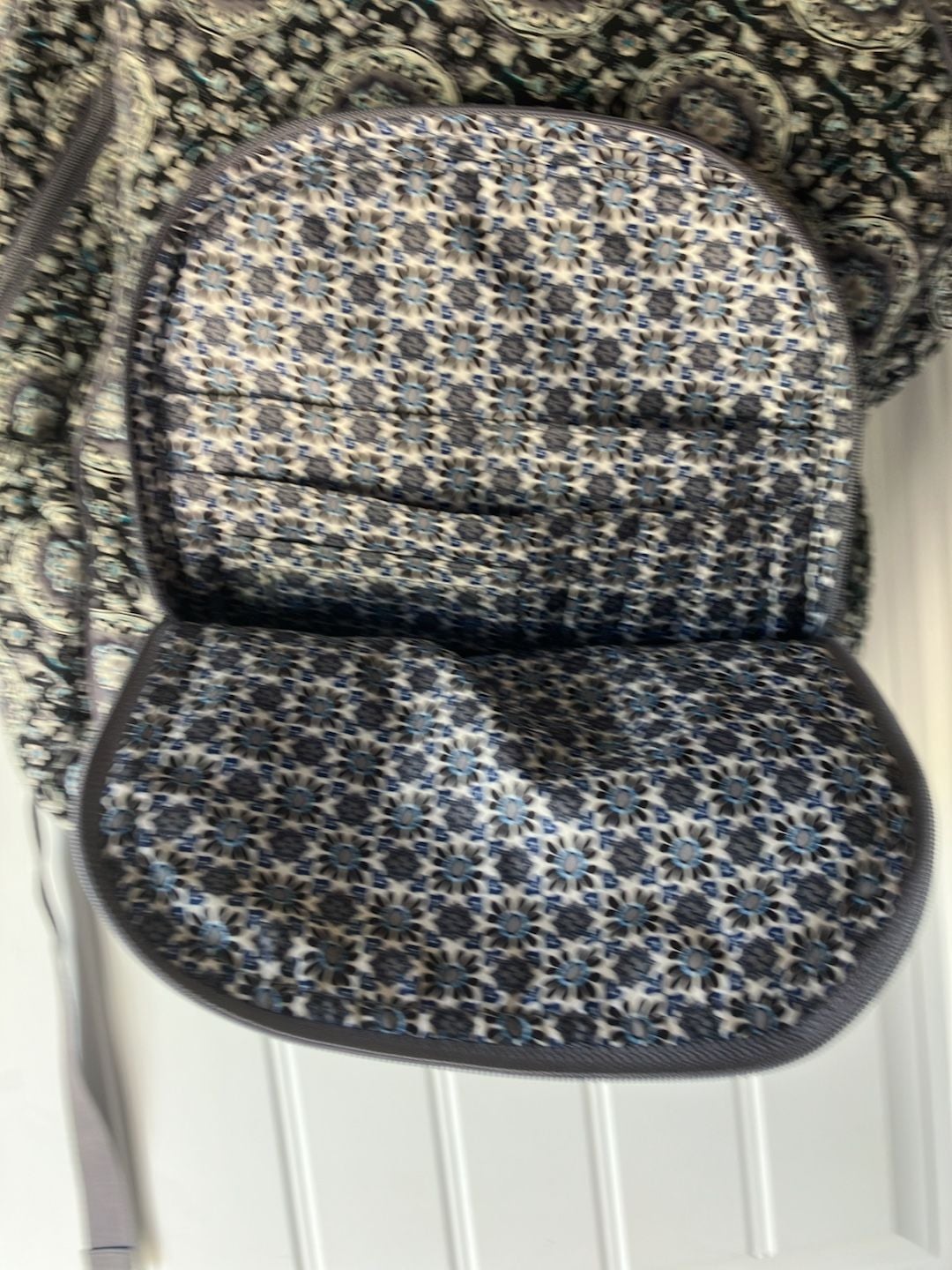Vera Bradley Backpack Quilted Medallion Cotton Grey Black 4