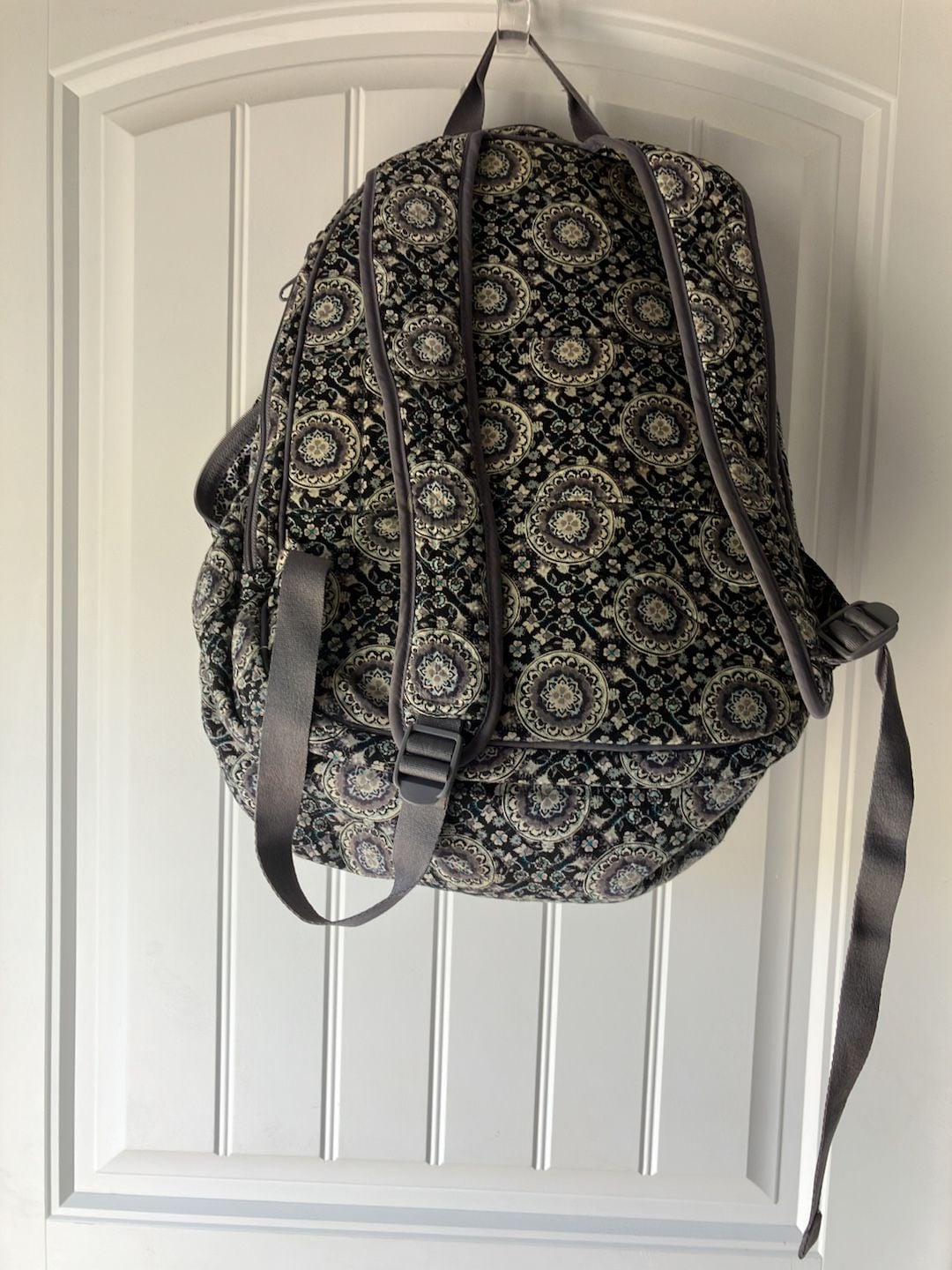 Vera Bradley Backpack Quilted Medallion Cotton Grey Black 5