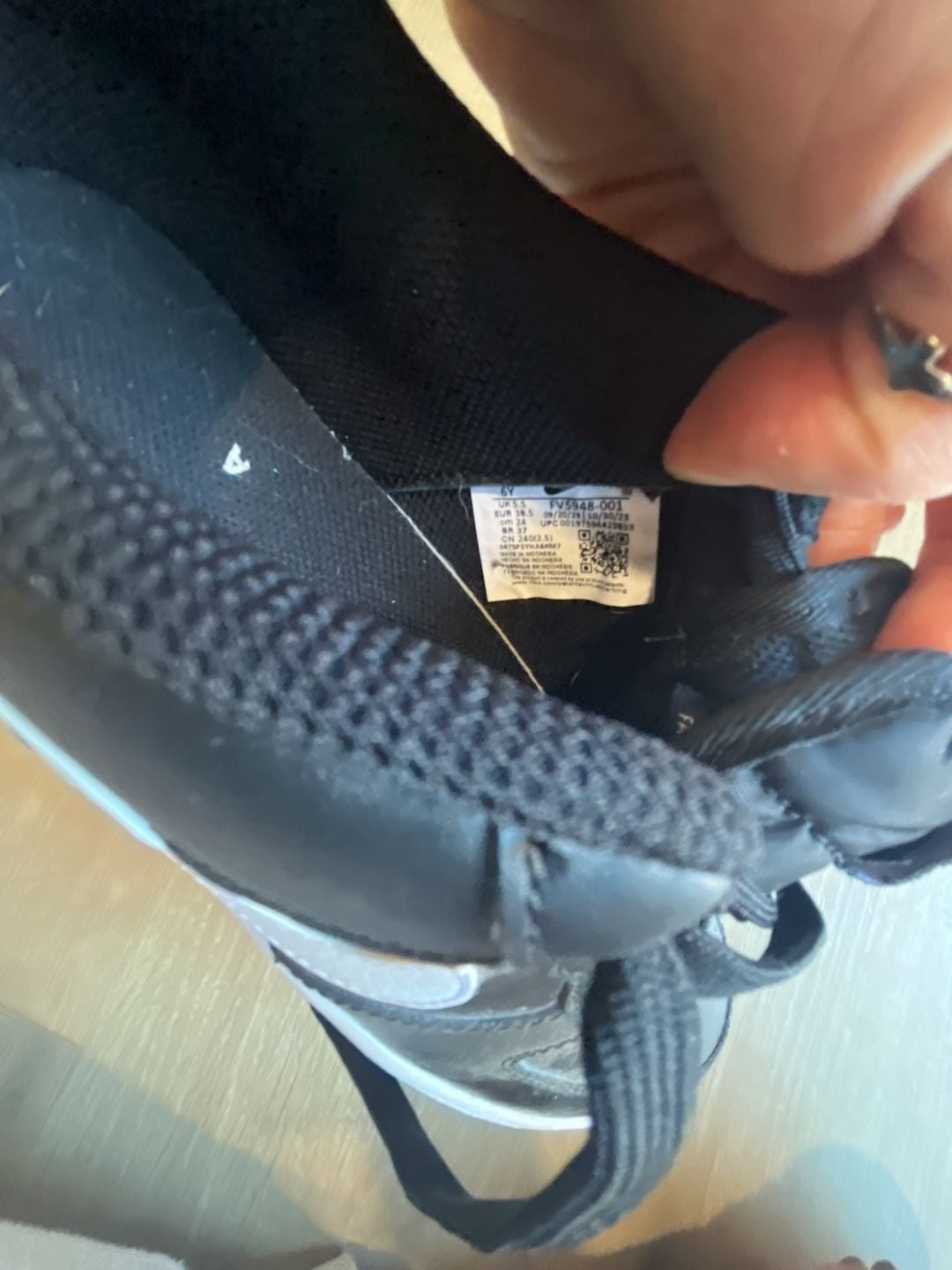 Nike Air Force 1 GS Size 6Y Black White Leather 6