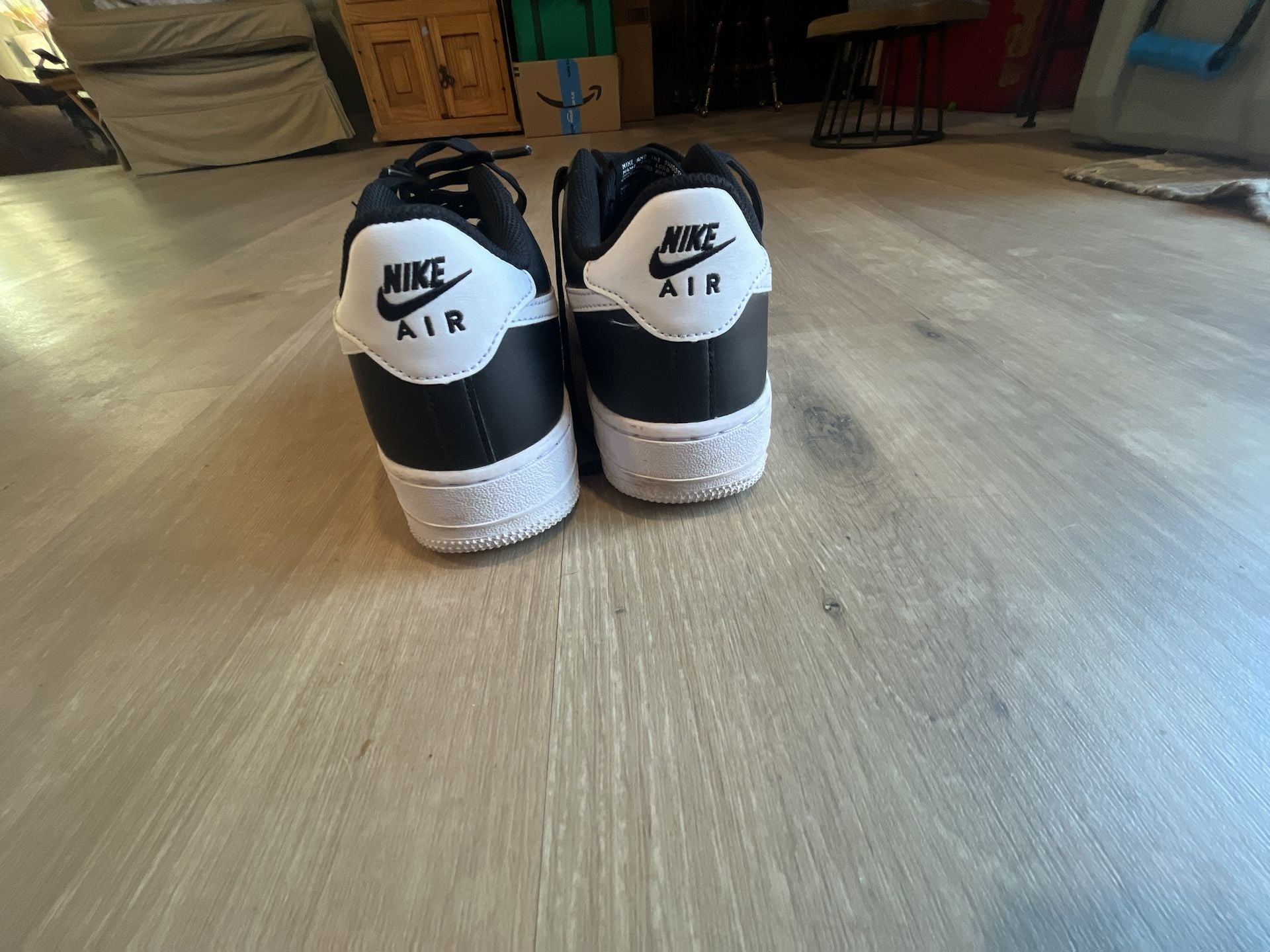 Nike Air Force 1 GS Size 6Y Black White Leather 8