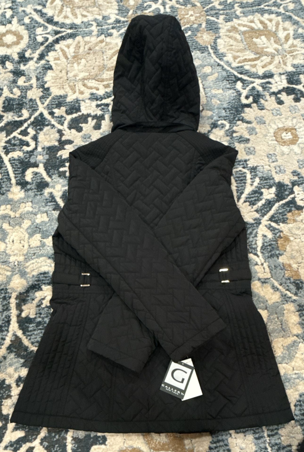 Gallery Quilted Jacket with Removable Hood Black New 7