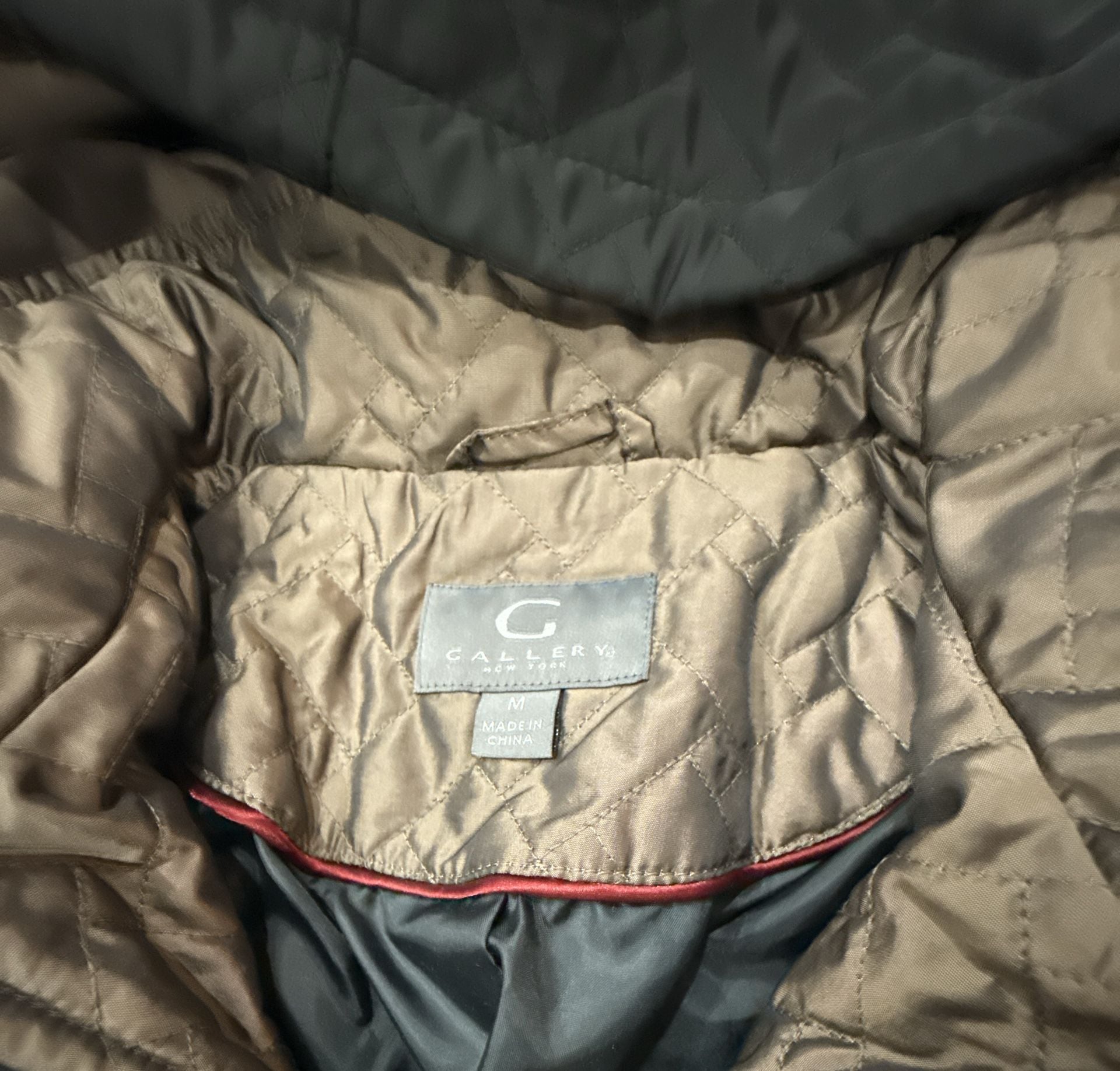 Gallery Quilted Jacket with Removable Hood Black New 9