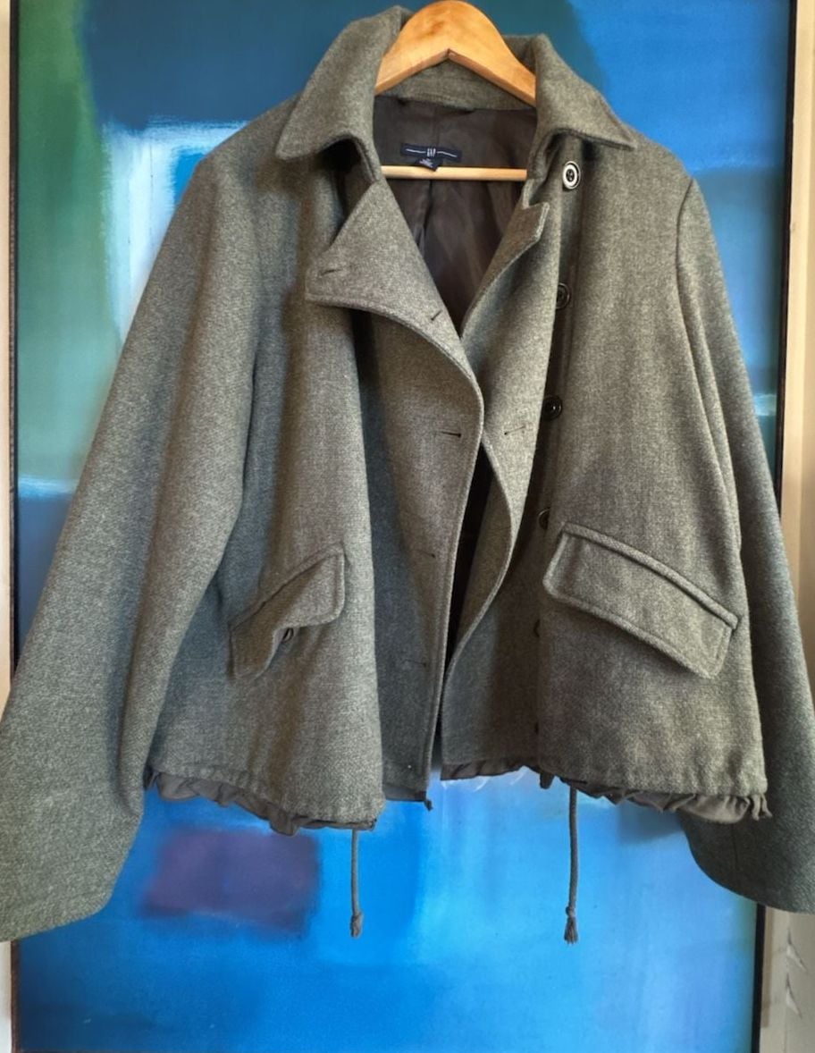 Gap Wool Pea Coat Size XL Green Button Front Jacket 2