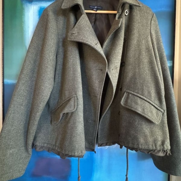 Gap Wool Pea Coat Size XL Green Button Front Jacket