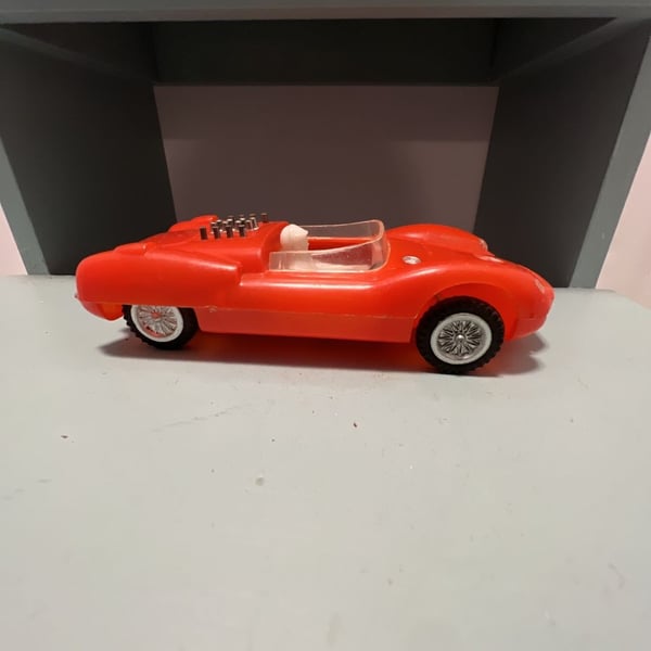 Vintage Cooper Ford Red Plastic Friction Toy Racing Car