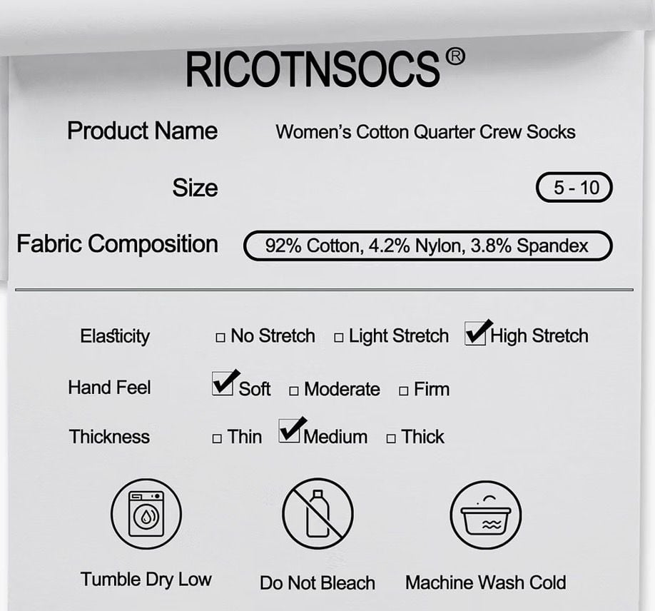 Ricotnsocs Women's Cotton Quarter Crew Socks- Size 5-10 - 7 Pairs Multi 6
