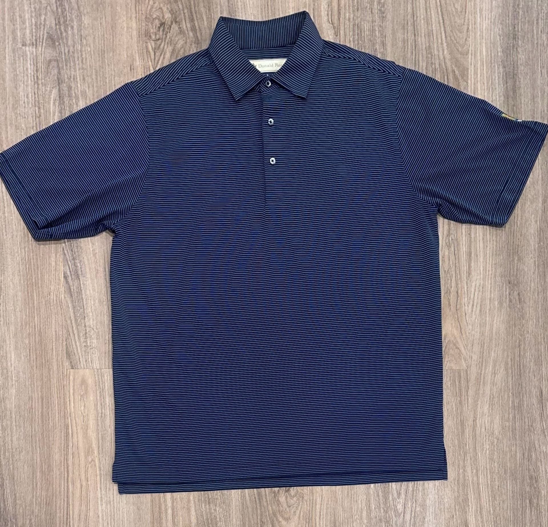 Donald Ross Striped Performance Golf Polo Size L Navy Blue 1923 Embroidered 3