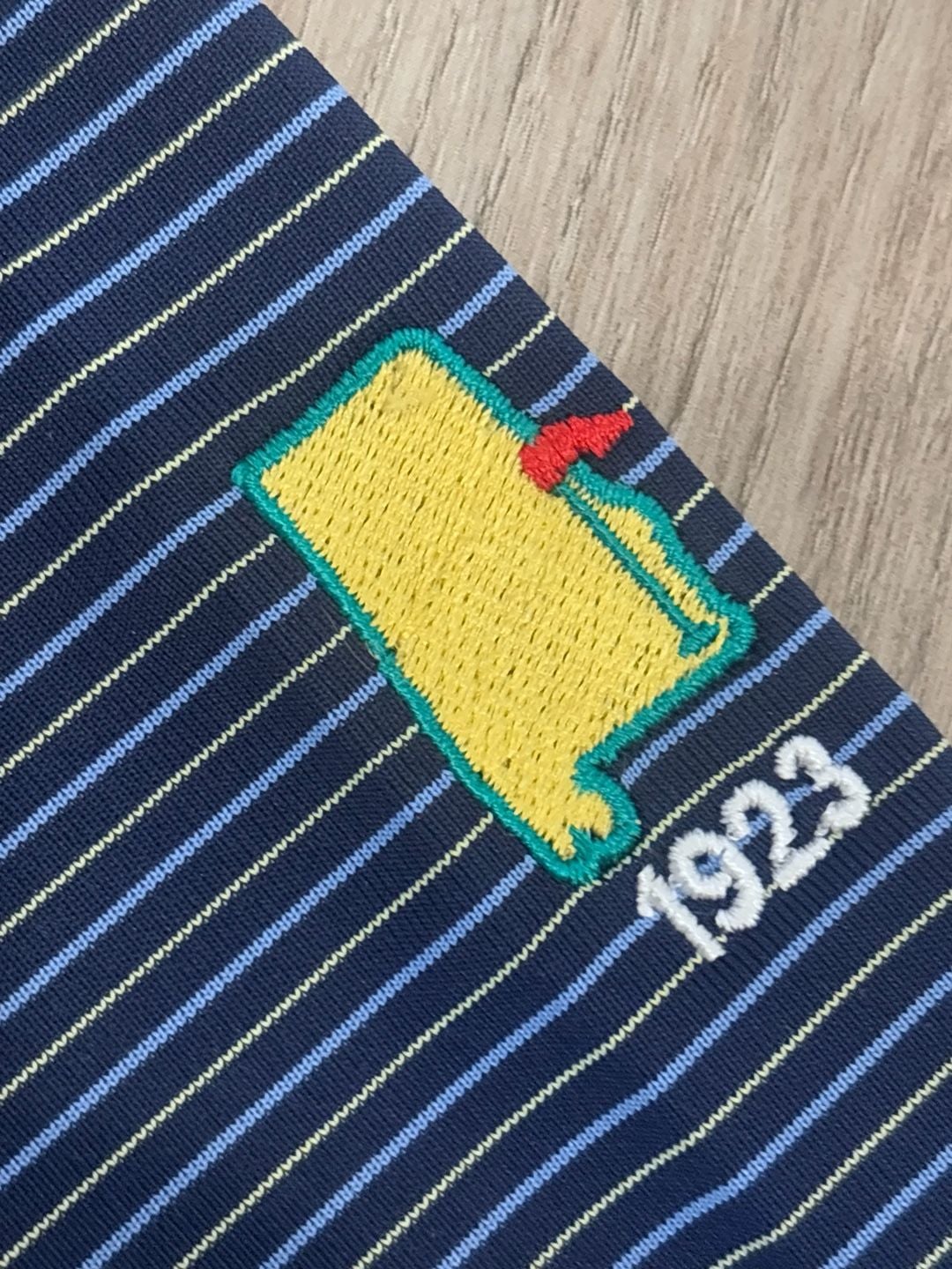 Donald Ross Striped Performance Golf Polo Size L Navy Blue 1923 Embroidered 6