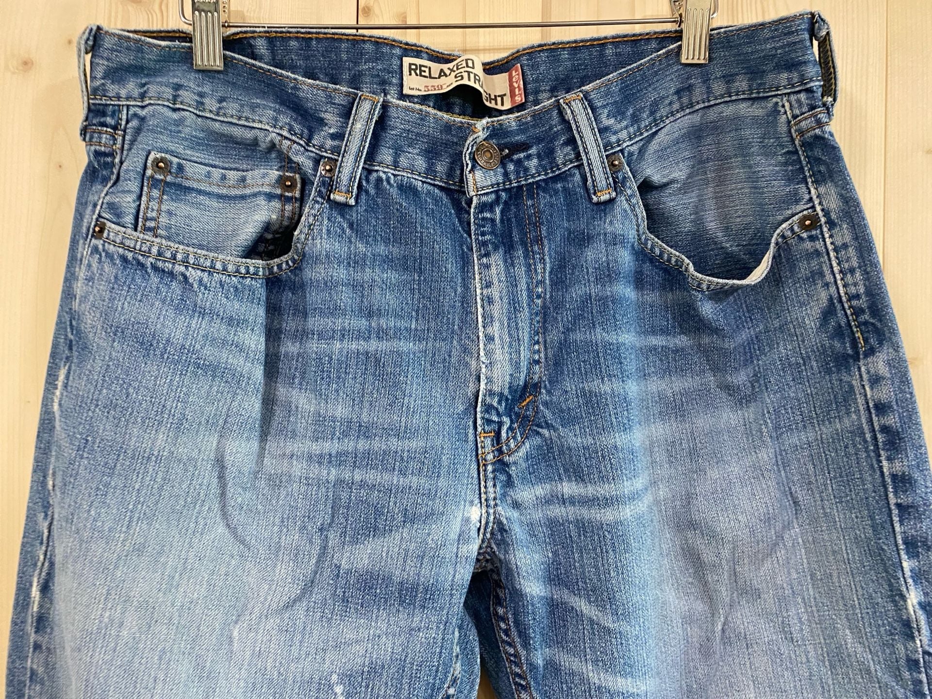 Levi's 559 Relaxed Straight W34 L25 Distressed cropped raw hem Denim Jeans 6