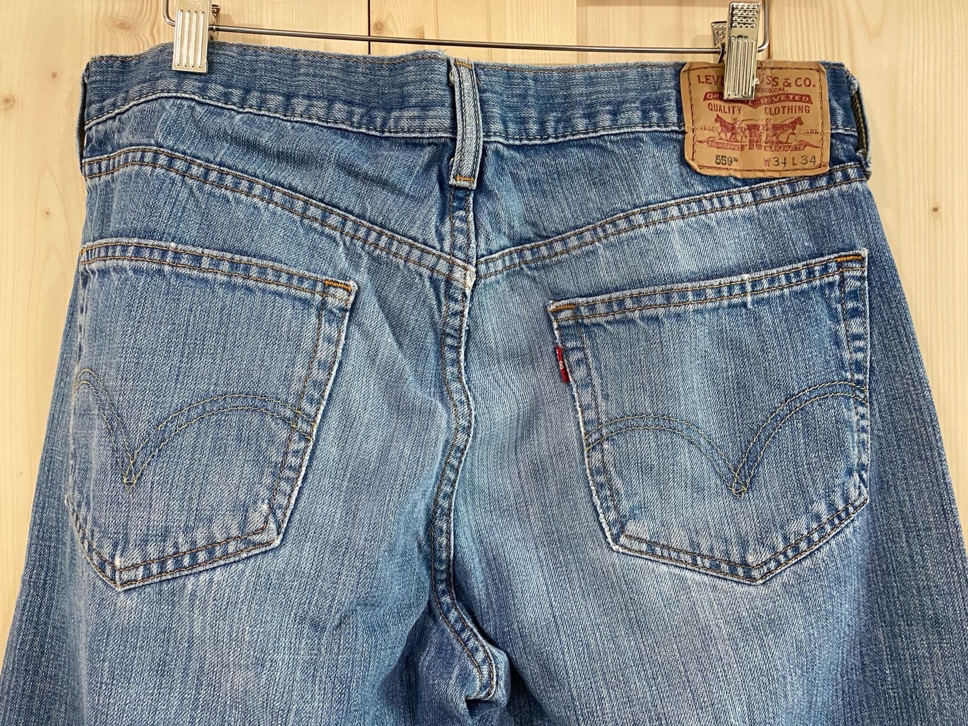 Levi's 559 Relaxed Straight W34 L25 Distressed cropped raw hem Denim Jeans 8