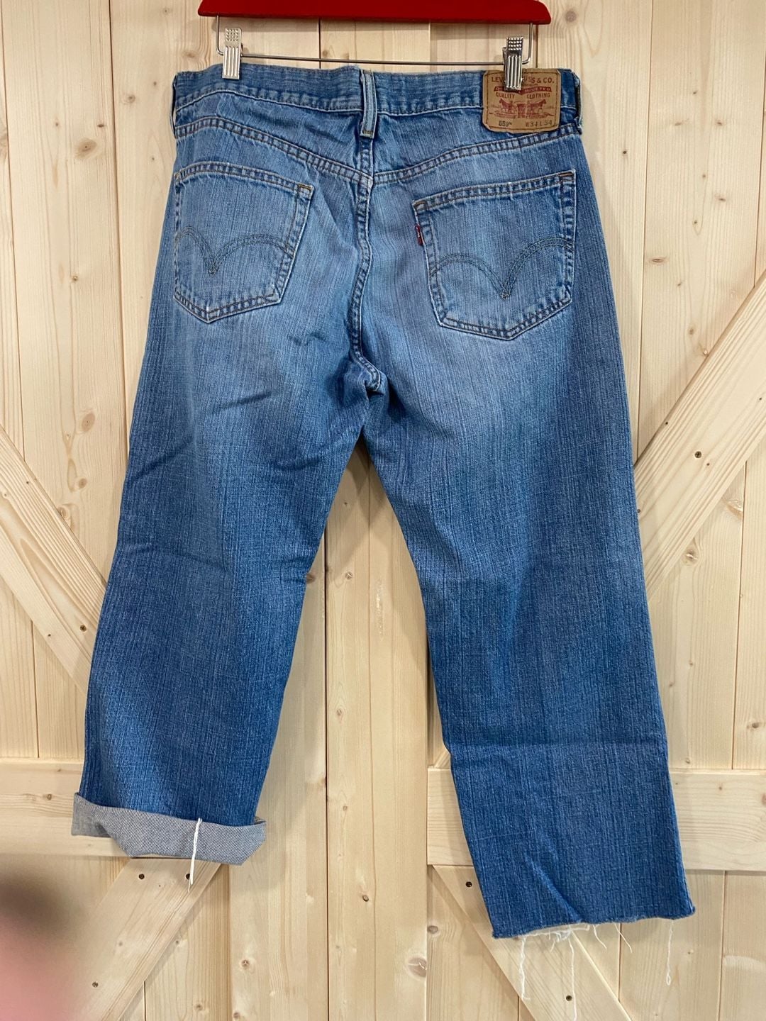 Levi's 559 Relaxed Straight W34 L25 Distressed cropped raw hem Denim Jeans 9