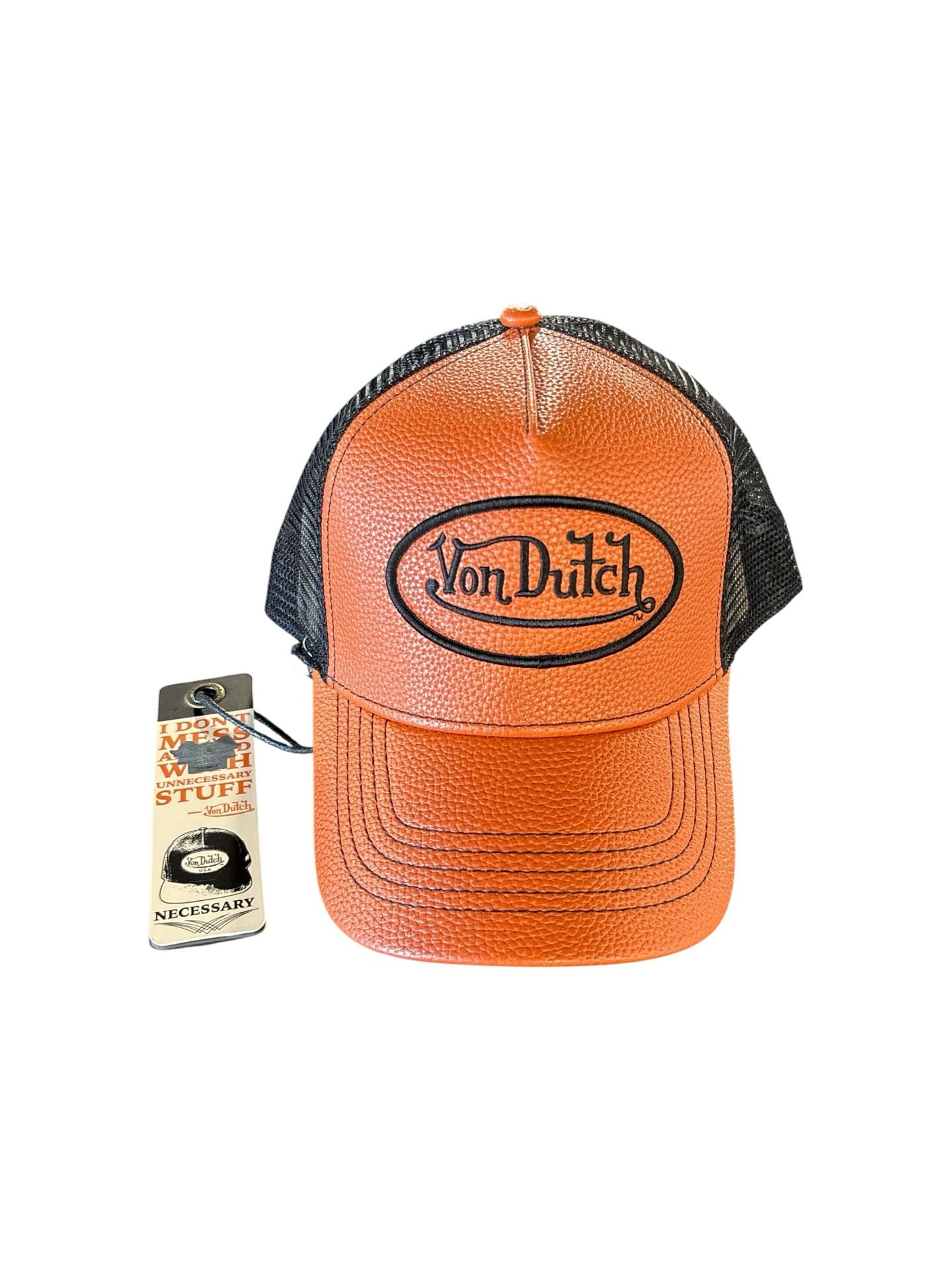Von Dutch Orange Basketball Texture Trucker Retro Streetwear Y2K Sporty Mesh
2