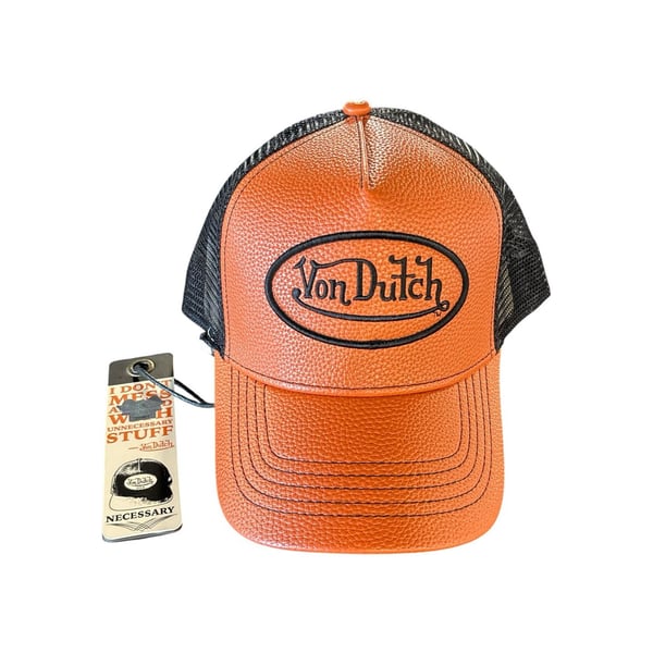 Von Dutch Orange Basketball Texture Trucker Retro Streetwear Y2K Sporty Mesh