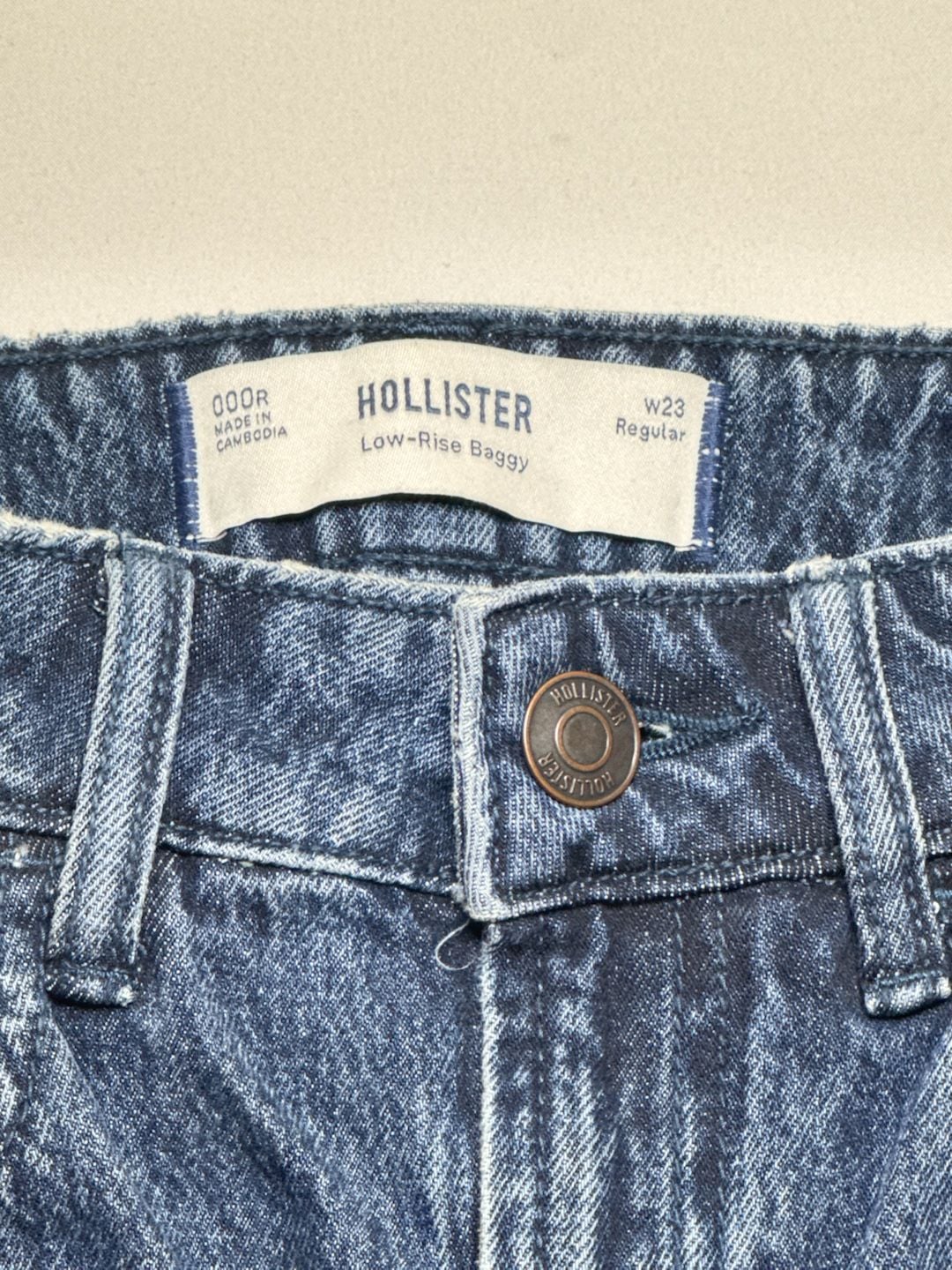 Hollister Low-Rise Baggy Jeans Size 000R W23 Blue Denim 3