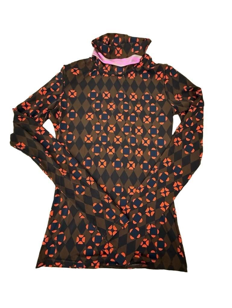 Cynthia Rowley Base Layer Turtleneck Size XS Geo Print Top 1