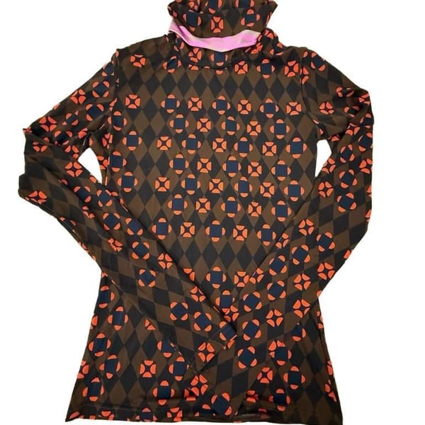Cynthia Rowley Base Layer Turtleneck Size XS Geo Print Top