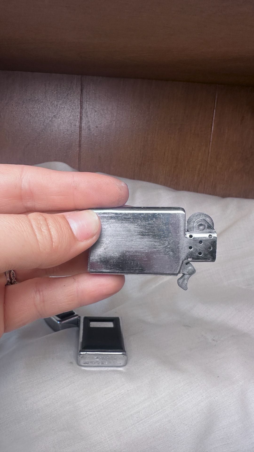 Zippo Vintage Enamel & Chrome Pocket Lighter Black and Silver 5