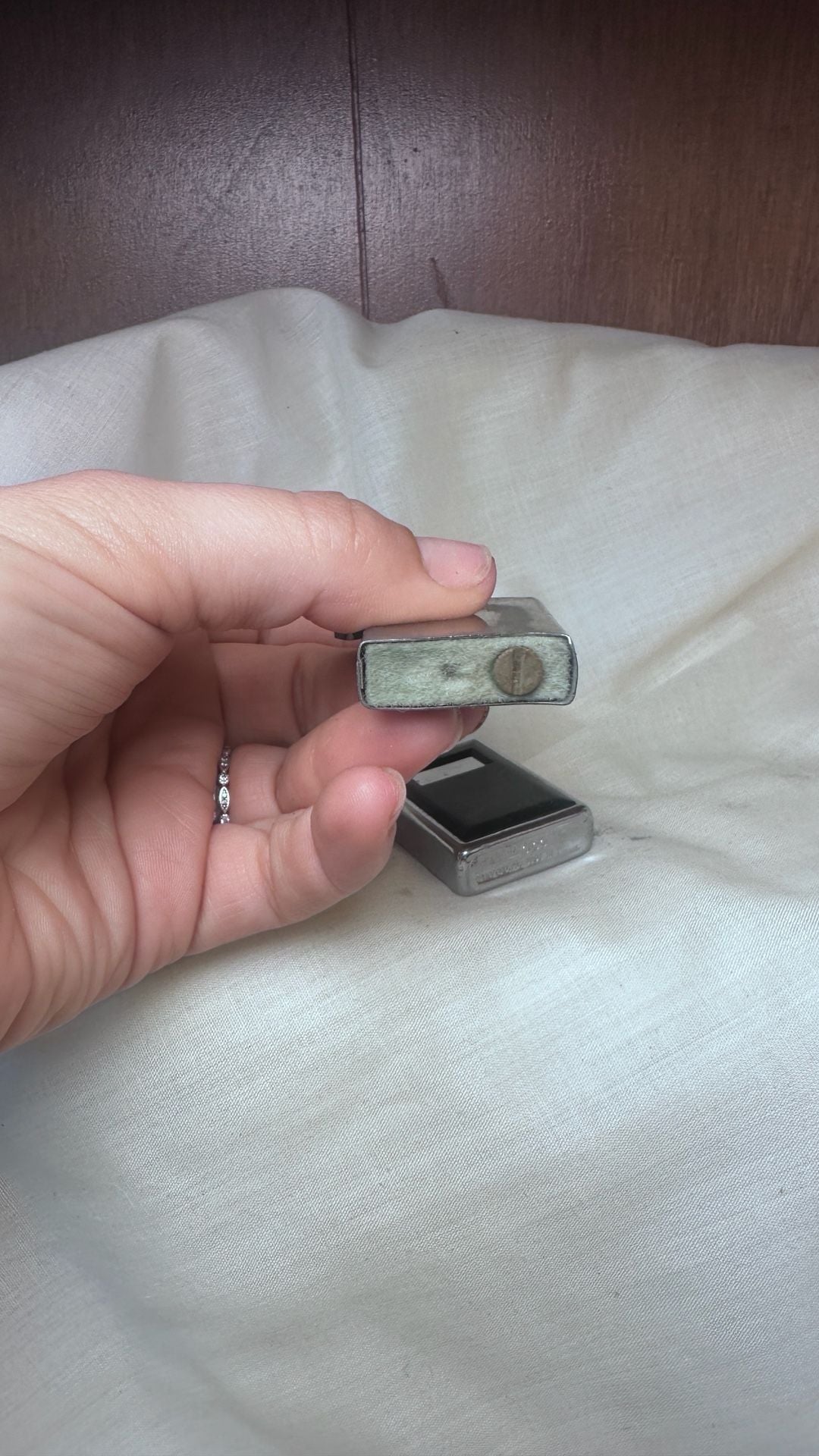 Zippo Vintage Enamel & Chrome Pocket Lighter Black and Silver 6