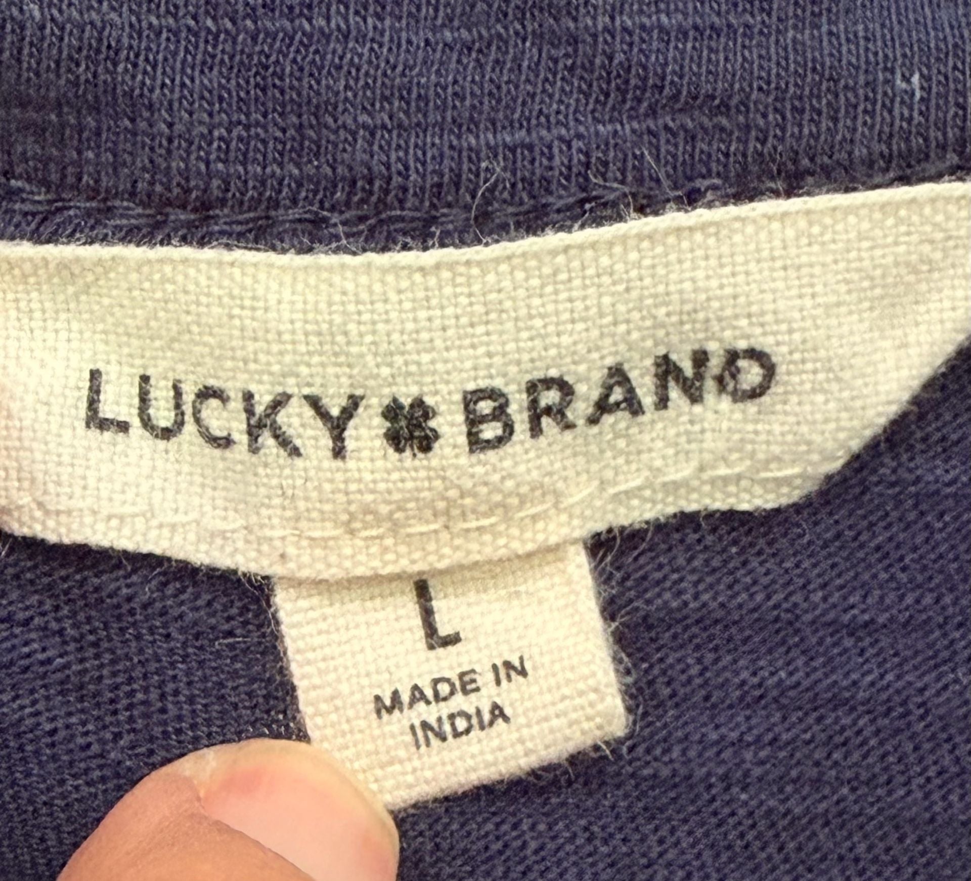 Lucky Brand Embroidered Cowboy Boots T-Shirt Size L Blue Cotton 4