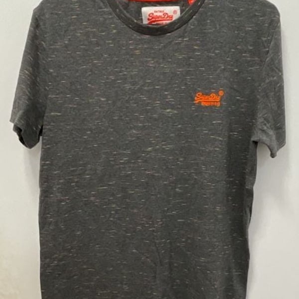 Superdry Orange Label Vintage Embroidered T-Shirt Size L Grey Grit
