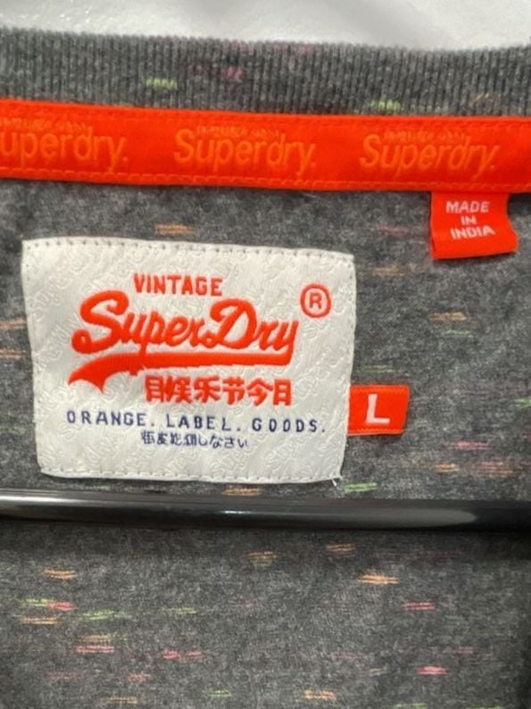 Superdry Orange Label Vintage Embroidered T-Shirt Size L Grey Grit 4