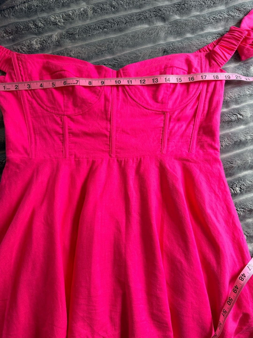 Megan Moroney Skater Mini Dress Size XL Hot Pink Linen Blend Off Shoulder NWT 5