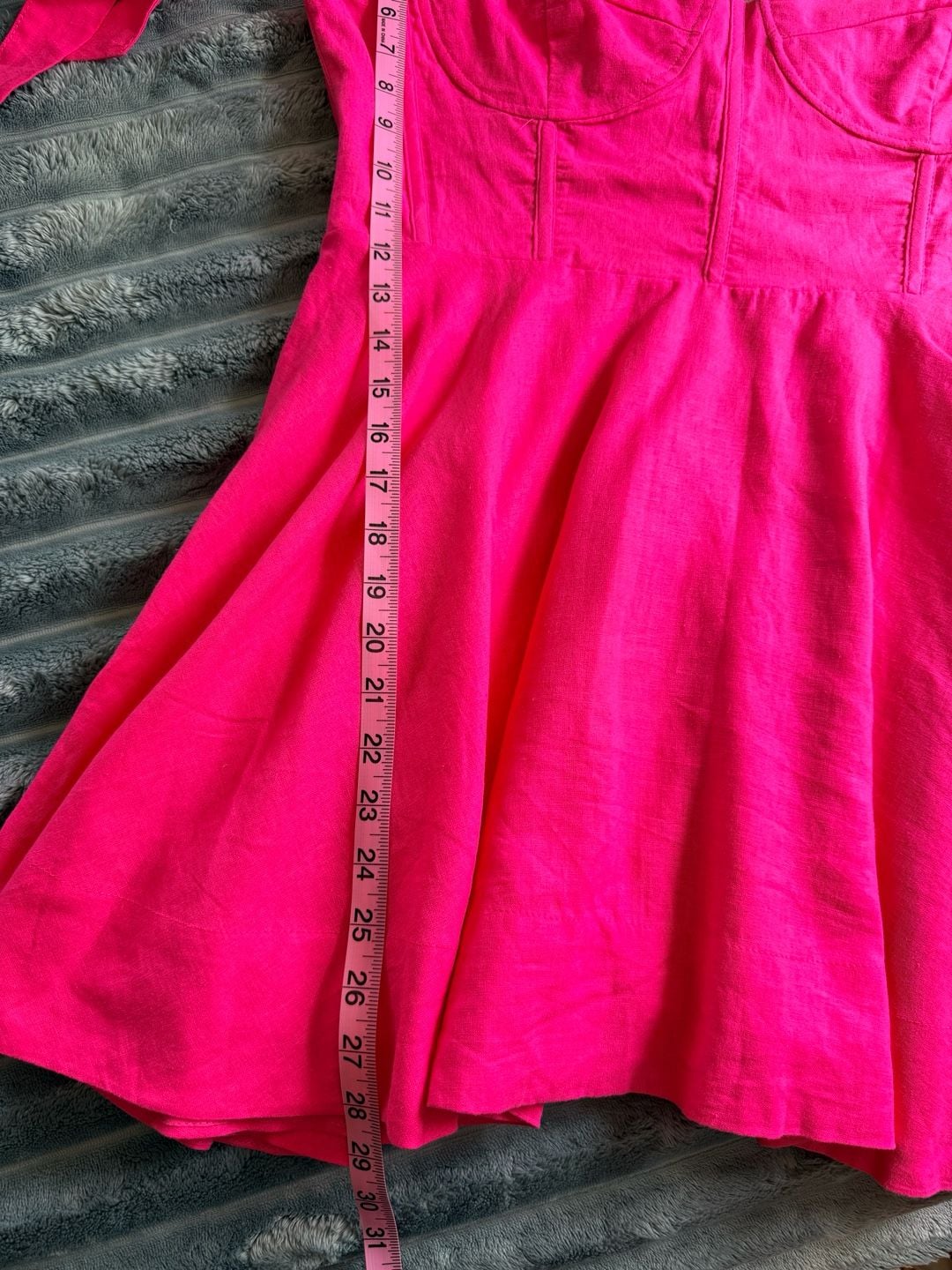 Megan Moroney Skater Mini Dress Size XL Hot Pink Linen Blend Off Shoulder NWT 6