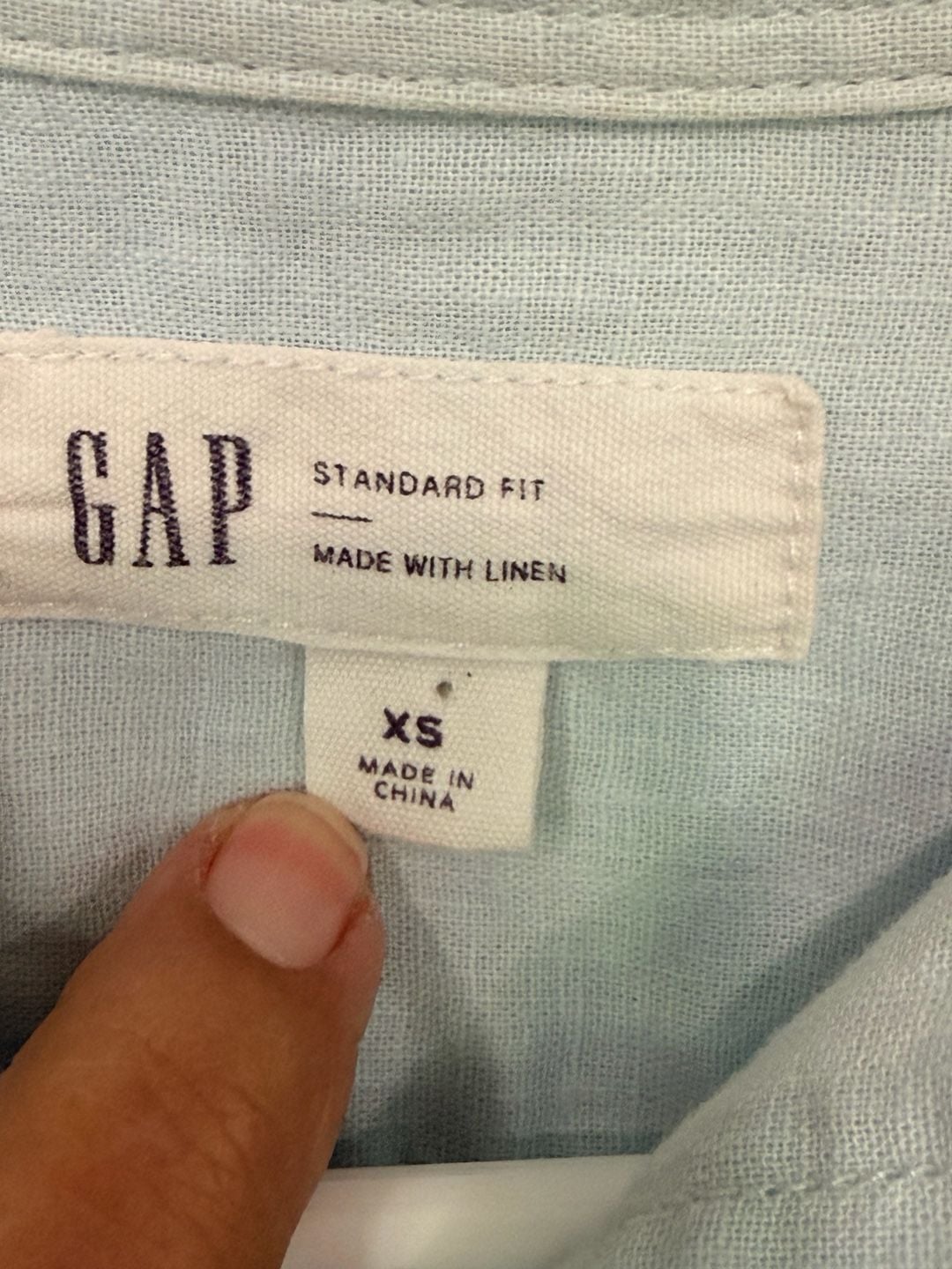 Gap Standard Fit Linen Blend Button Up Shirt Size XS Light Blue 3