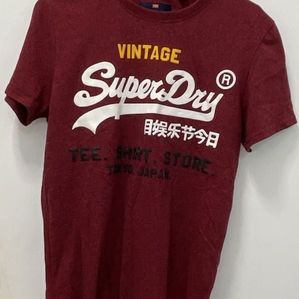 Superdry T-Shirt Size M Red Vintage Logo Graphic Tee
