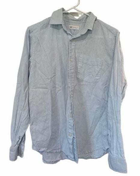 Gap Standard Fit Linen Blend Button Up Shirt Size XS Light Blue 2