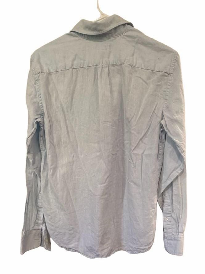 Gap Standard Fit Linen Blend Button Up Shirt Size XS Light Blue 5